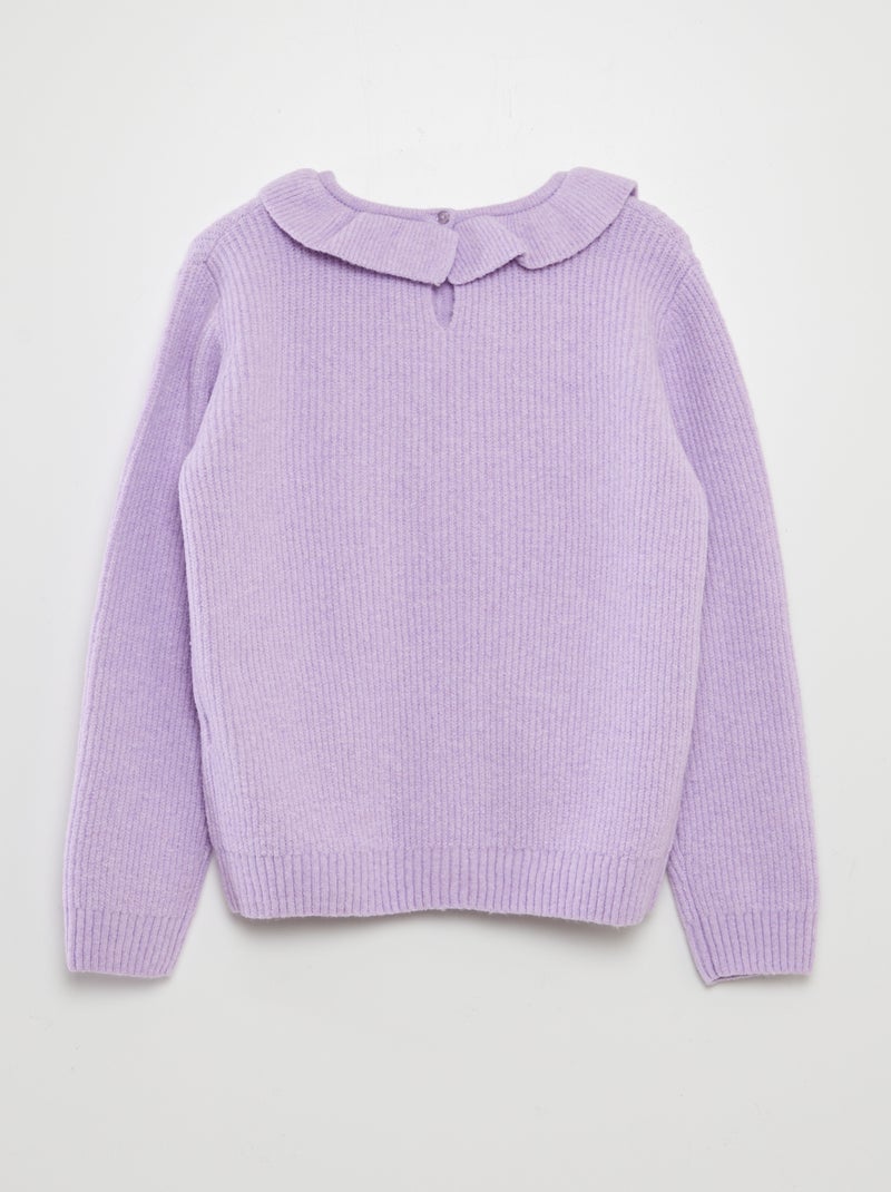 Pullover in maglia soffice con frufru VIOLA - Kiabi