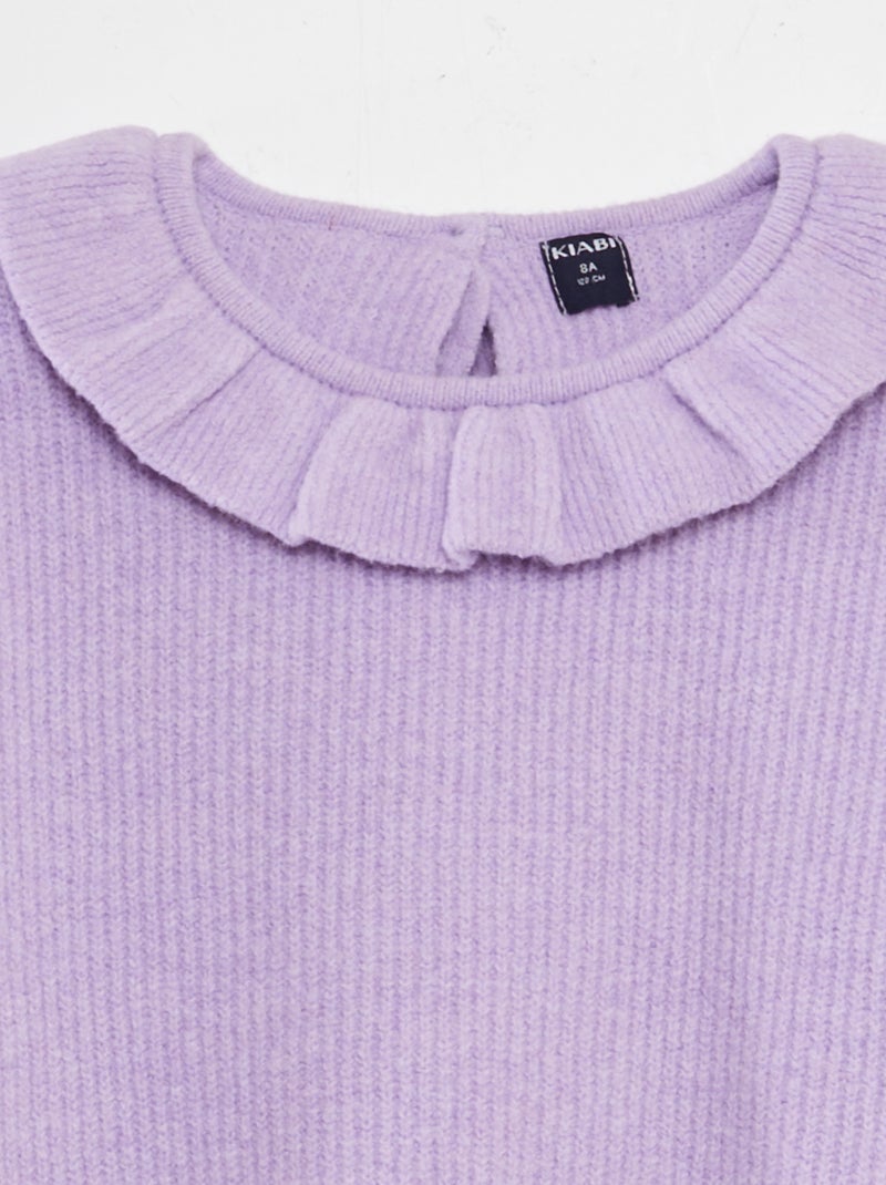 Pullover in maglia soffice con frufru VIOLA - Kiabi