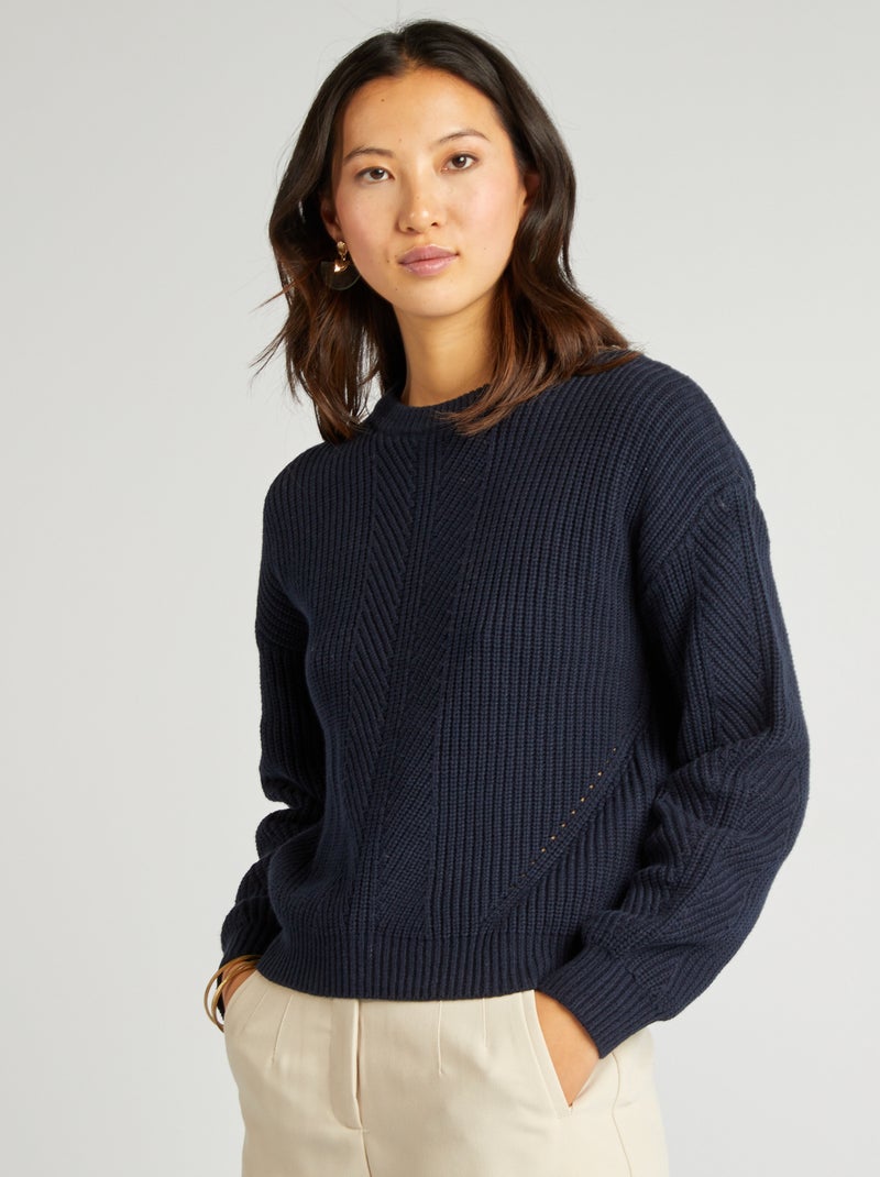 Pullover in maglia spessa BLU - Kiabi