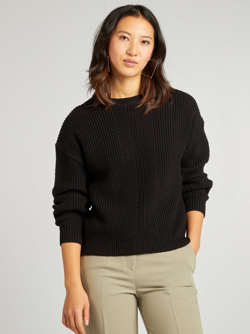 Pullover in maglia spessa nero - Kiabi