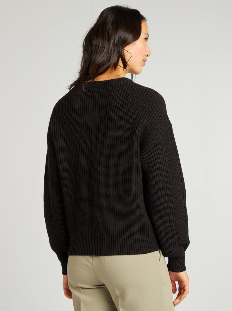 Pullover in maglia spessa nero - Kiabi