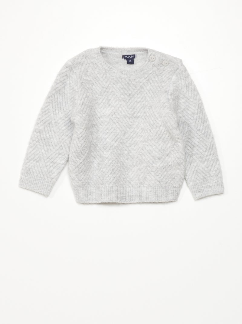 Pullover in maglia spigato GRIGIO - Kiabi