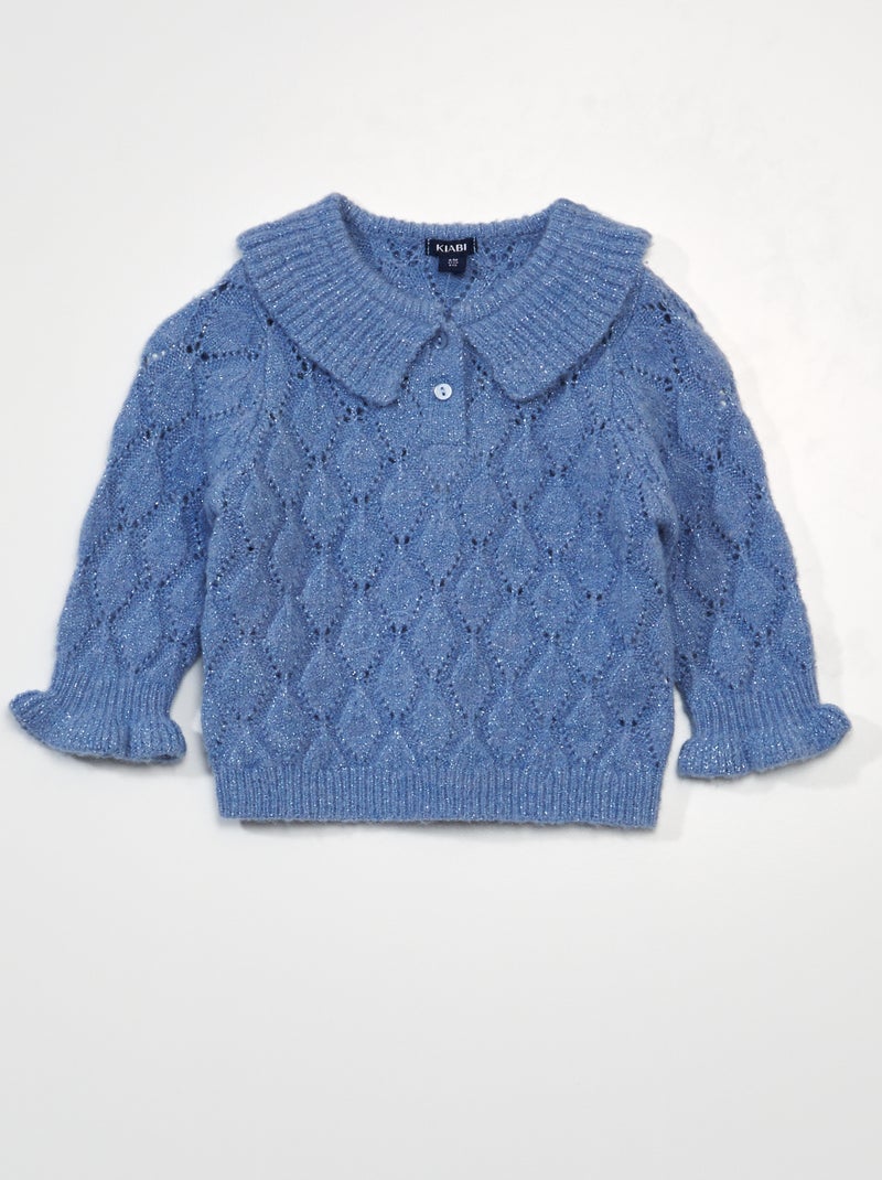 Pullover in maglia traforata BLU - Kiabi