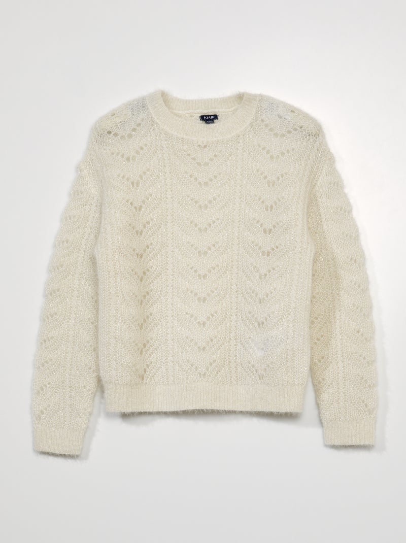 Pullover in maglia traforata e fantasia BIANCO - Kiabi