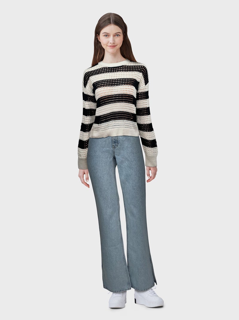 Pullover in maglia traforata Nero - Kiabi