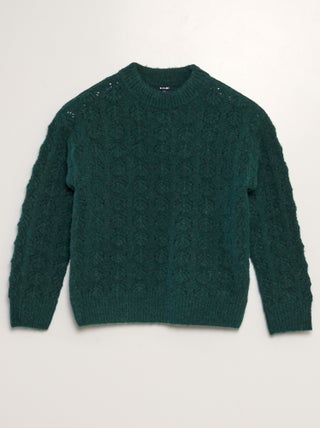 Pullover in maglia traforata scollo tondo