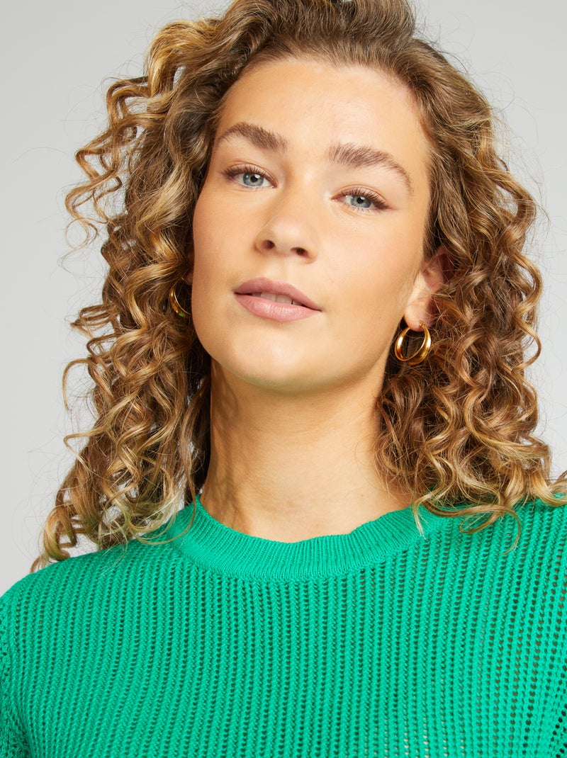 Pullover in maglia traforata VERDE - Kiabi