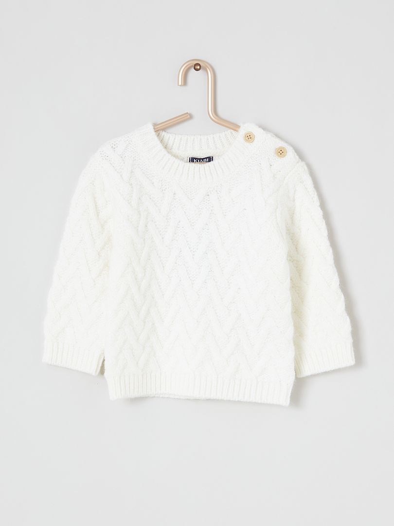 Pullover in maglia tricot Bianco - Kiabi