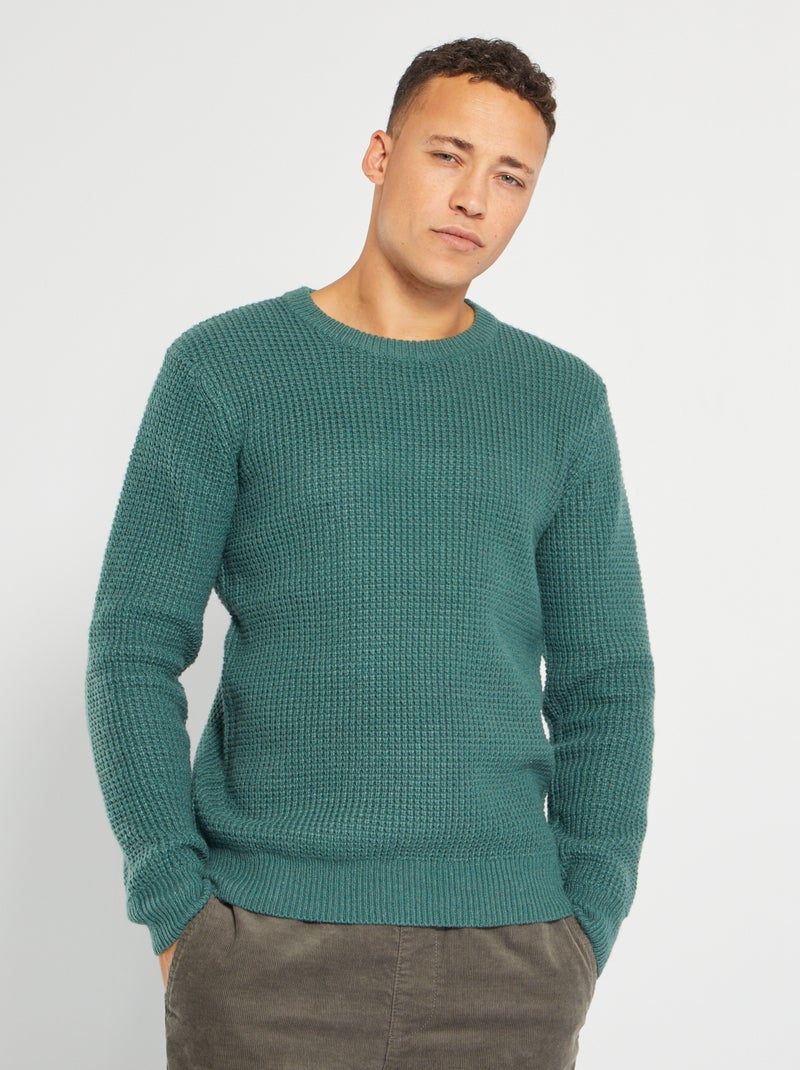 Pullover in maglia verde scuro - Kiabi