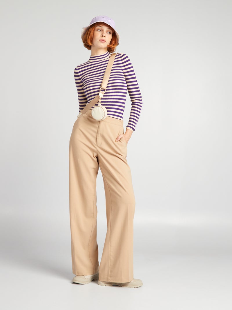 Pullover in maglina a righe VIOLA - Kiabi