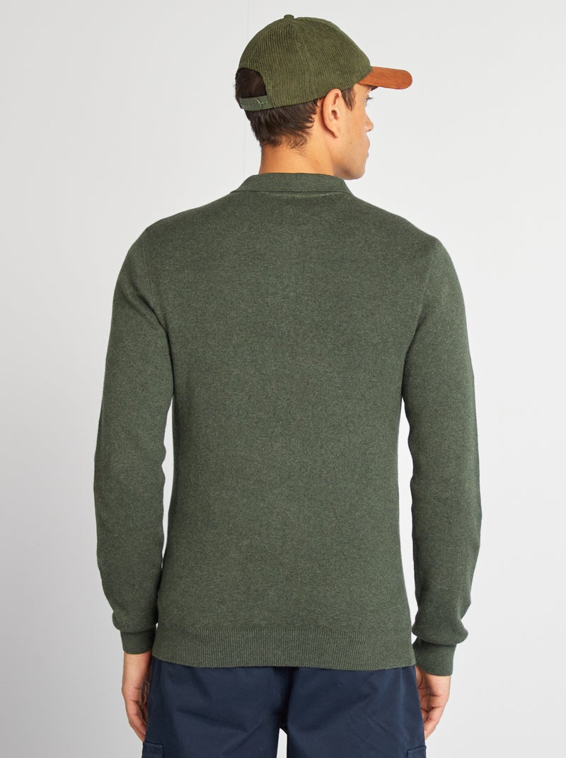 Pullover In maglina collo a polo con bottoni KAKI - Kiabi