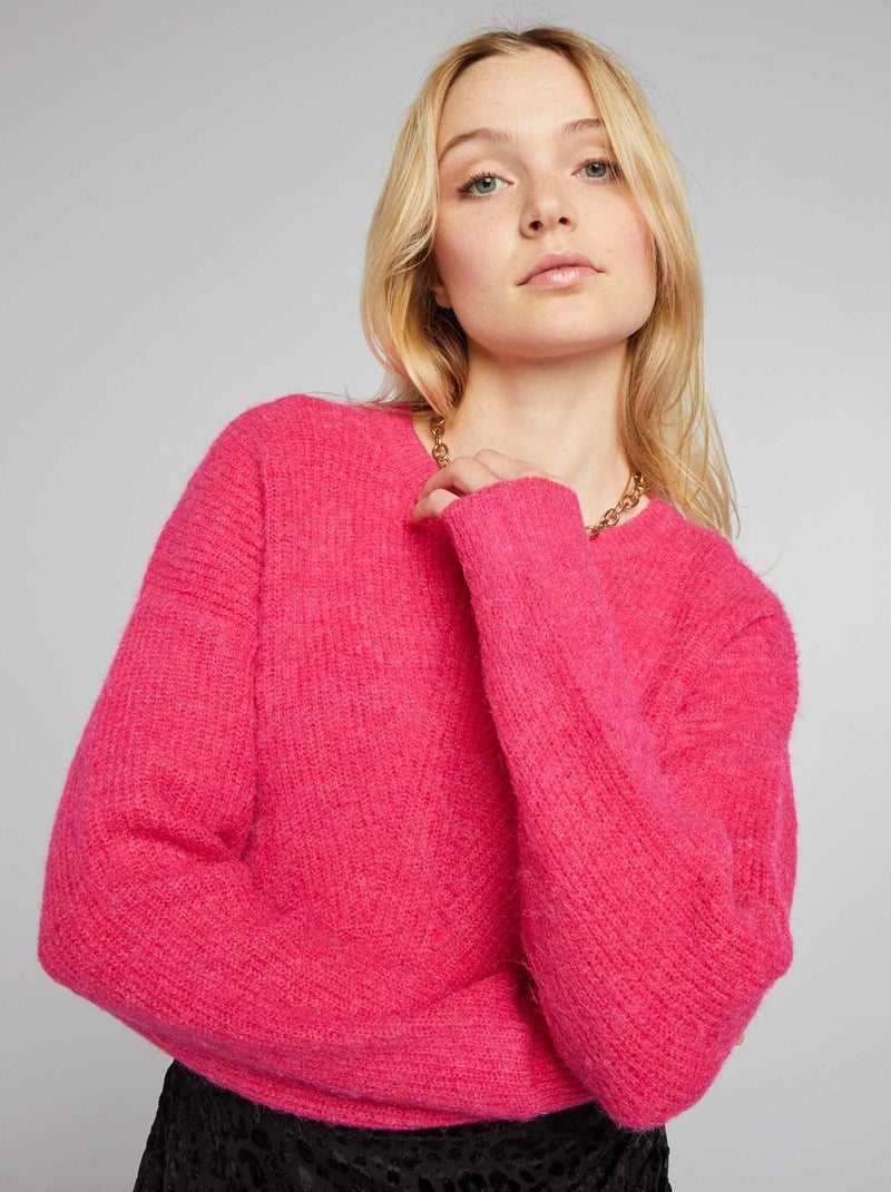 Pullover in morbida maglia a coste ROSA - Kiabi