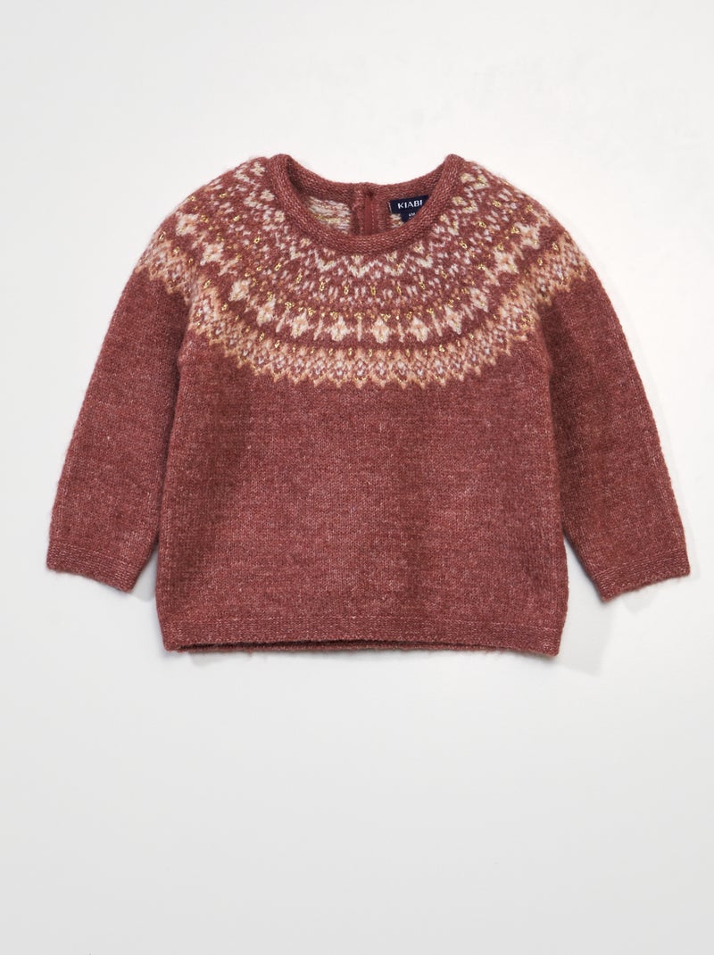 Pullover in morbida maglia jacquard ROSSO - Kiabi