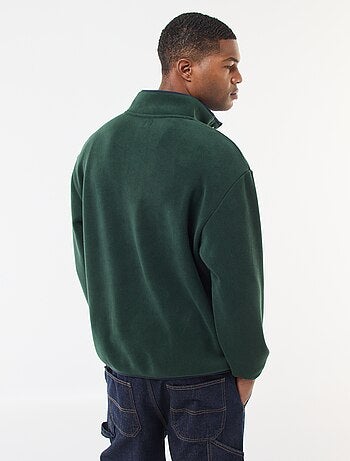 Maglione in pile con collo a camionista con bottoni a pressione