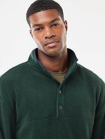 Maglione in pile con collo a camionista con bottoni a pressione