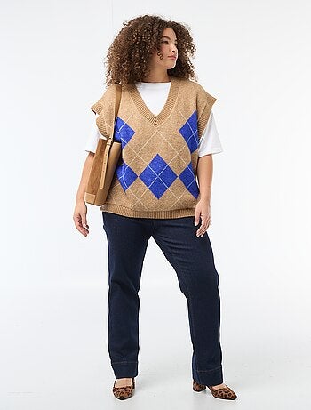 Pullover jacquard senza maniche