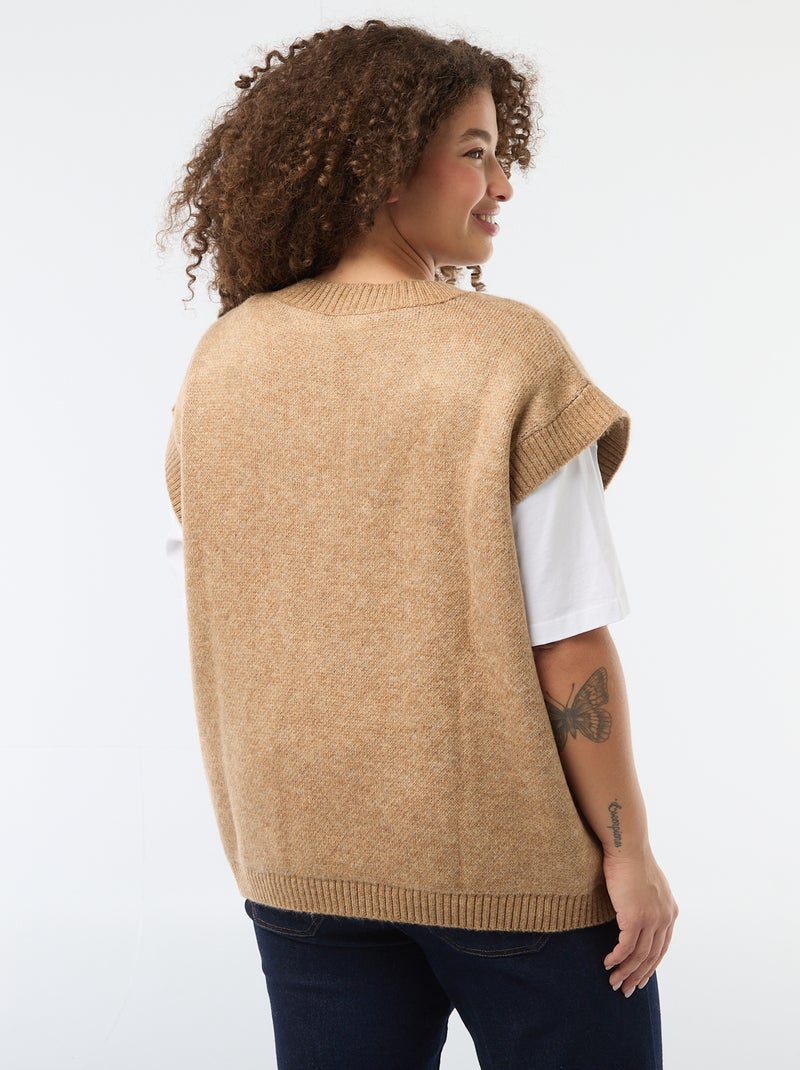 Pullover jacquard senza maniche Beige - Kiabi