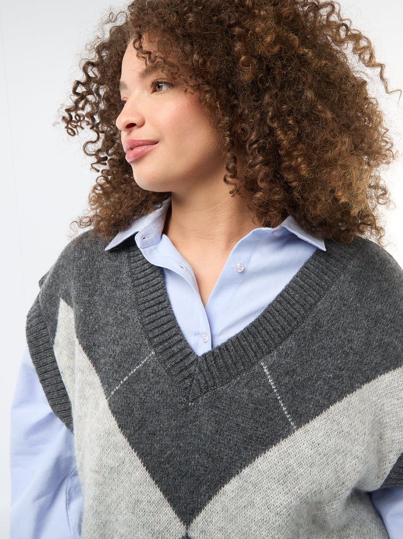 Pullover jacquard senza maniche Blu - Kiabi