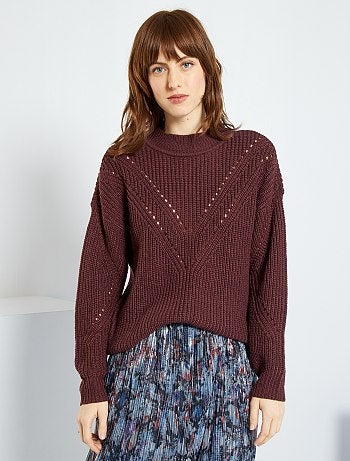 Maglia donna girocollo 100% cashmere manica pipistrello bordeaux - 1st  American Cashmere Milano