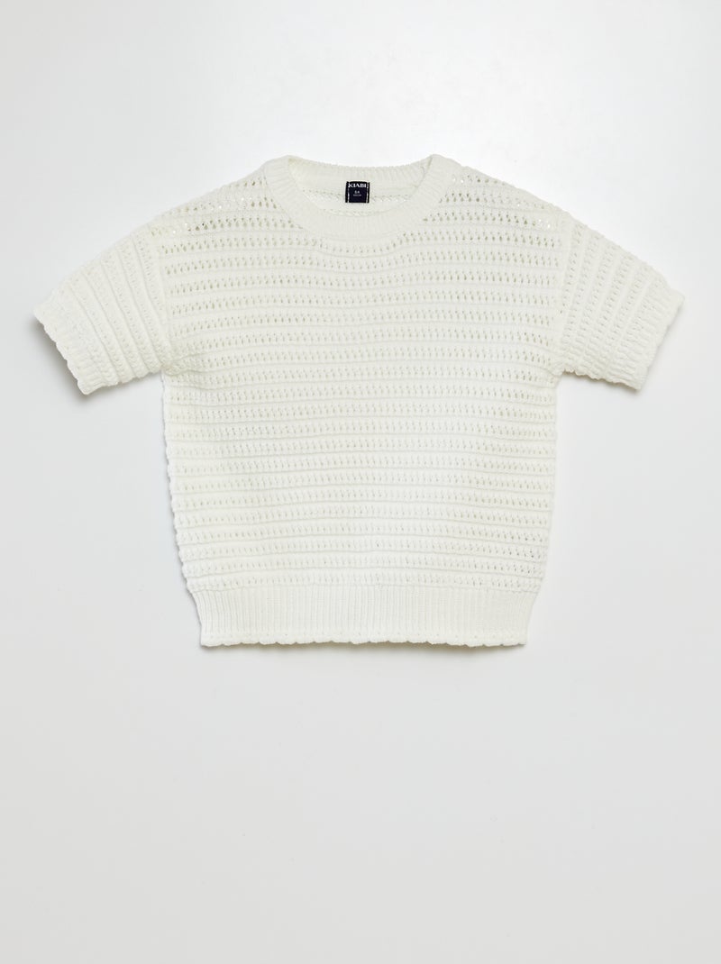 Pullover lavorato a maglia a maniche corte BIANCO - Kiabi