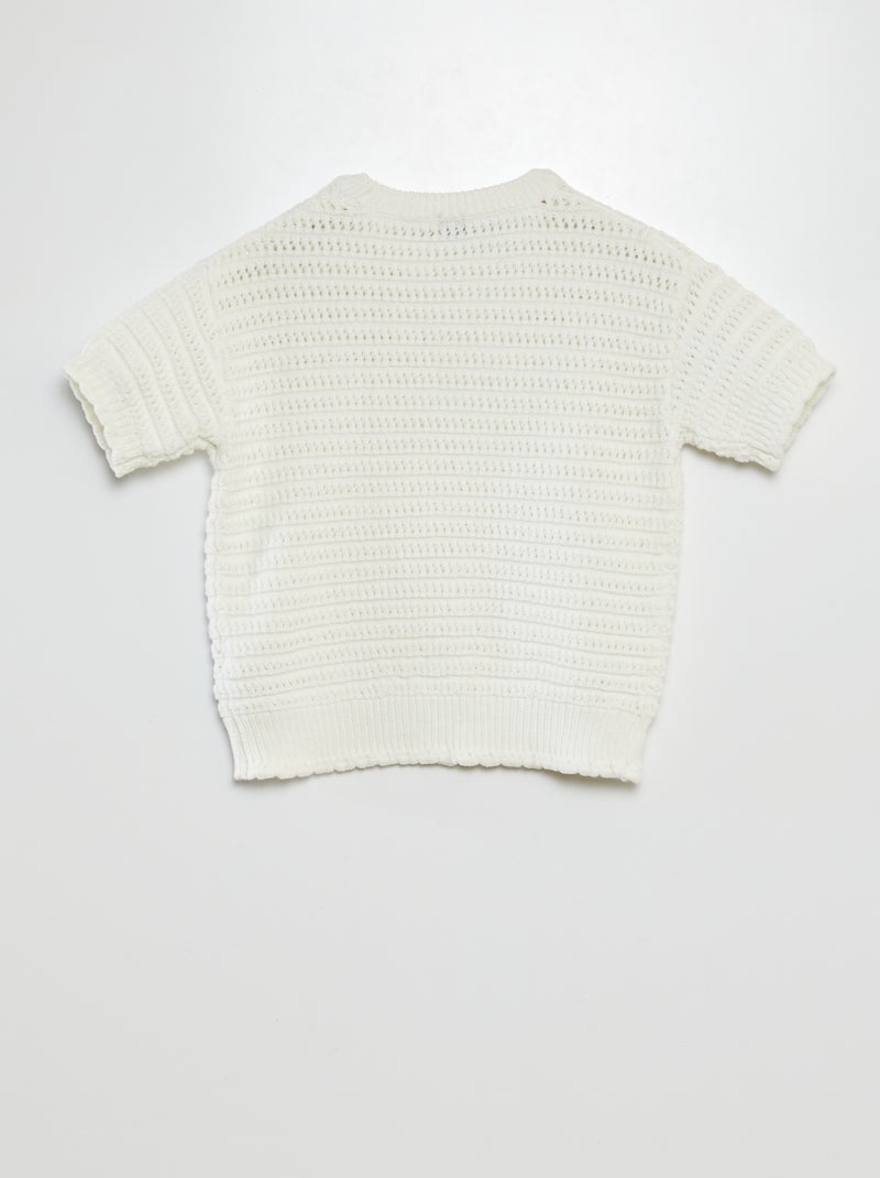 Pullover lavorato a maglia a maniche corte BIANCO - Kiabi