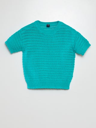 Pullover lavorato a maglia a maniche corte