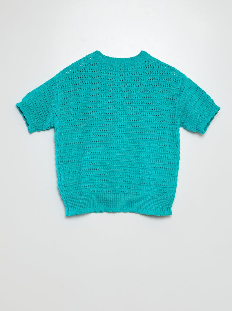 Pullover lavorato a maglia a maniche corte VERDE - Kiabi