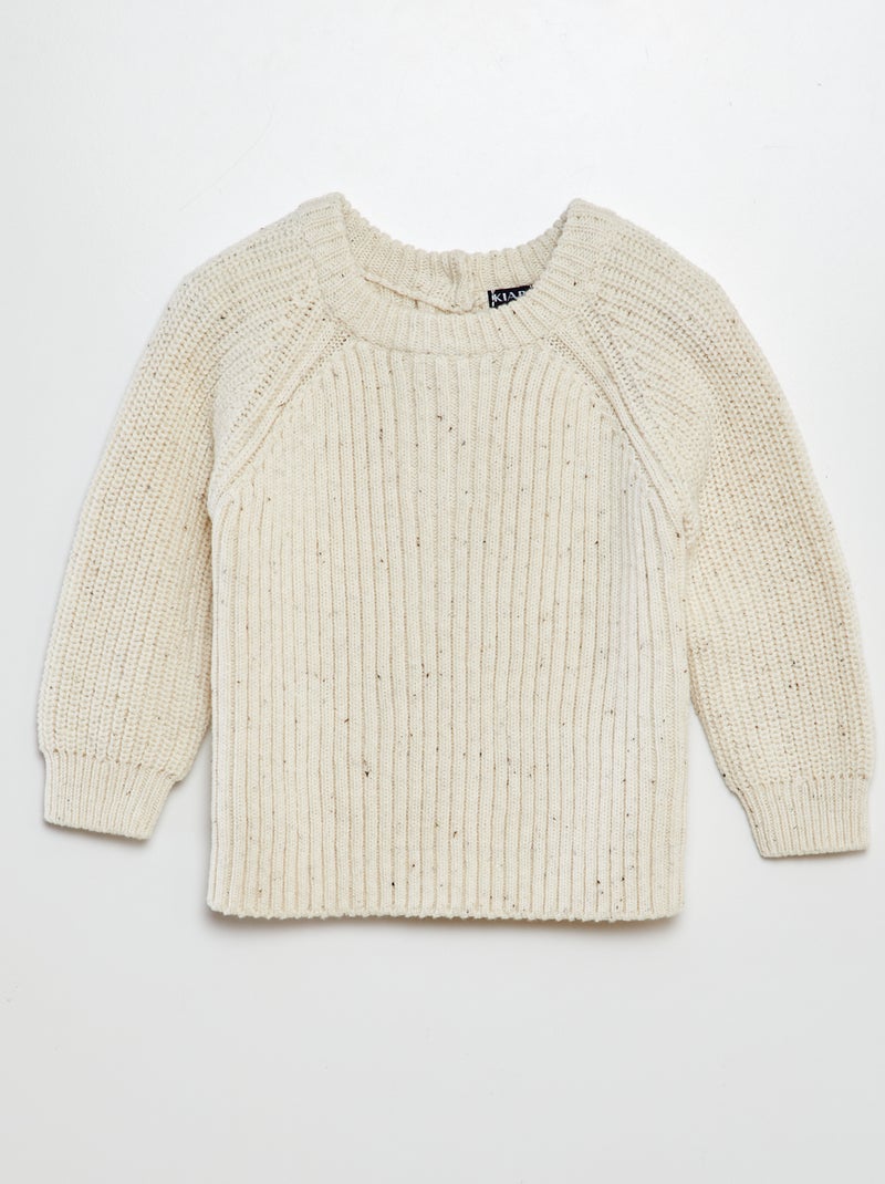 Pullover lavorato a maglia colletto con 3 bottoni BEIGE - Kiabi