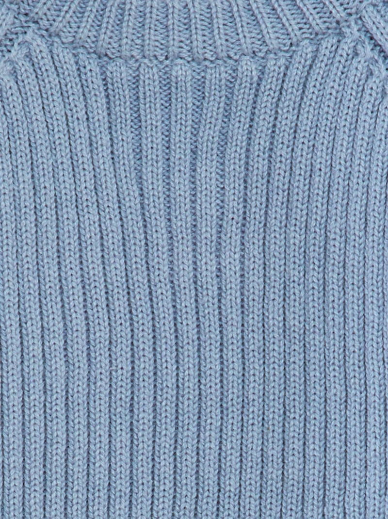 Pullover lavorato a maglia colletto con 3 bottoni BLU - Kiabi