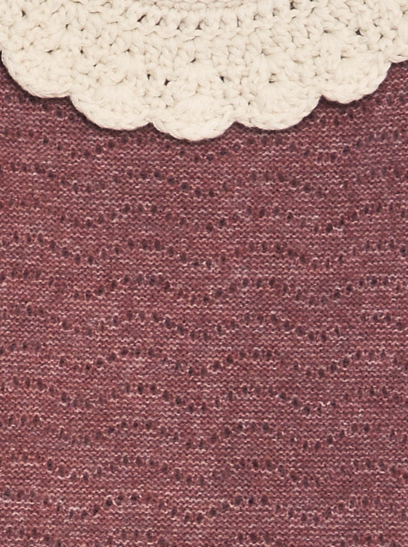 Pullover lavorato a maglia +collo all'uncinetto ROSA - Kiabi