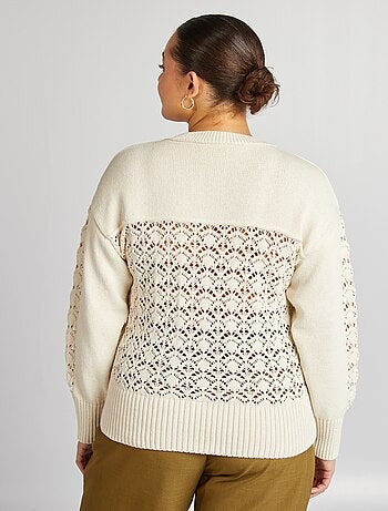 Pullover lavorato a maglia collo con bottoni