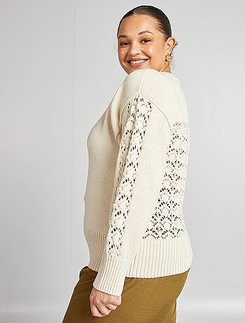 Pullover lavorato a maglia collo con bottoni