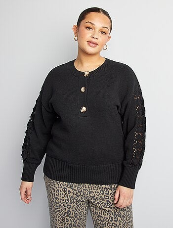 Pullover lavorato a maglia collo con bottoni