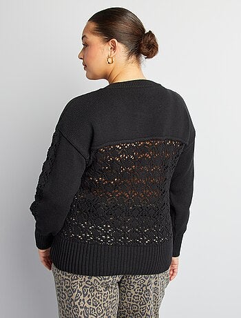 Pullover lavorato a maglia collo con bottoni
