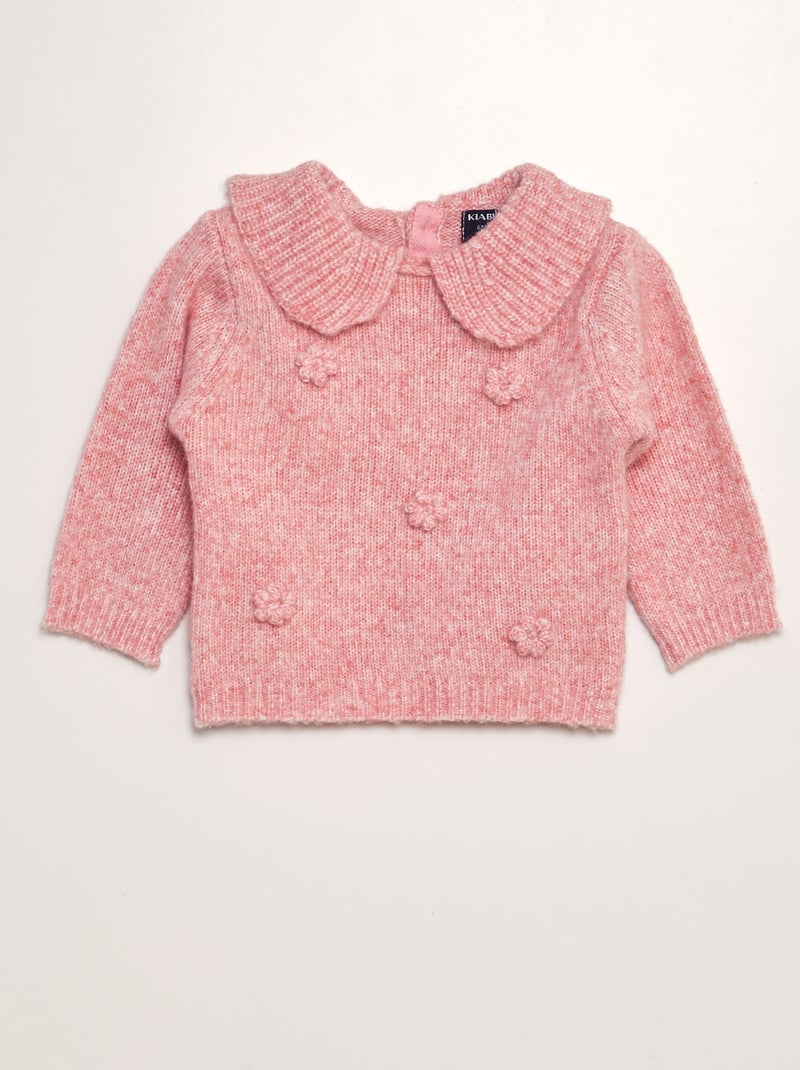 Pullover lavorato a maglia con ampio collo rosa - Kiabi