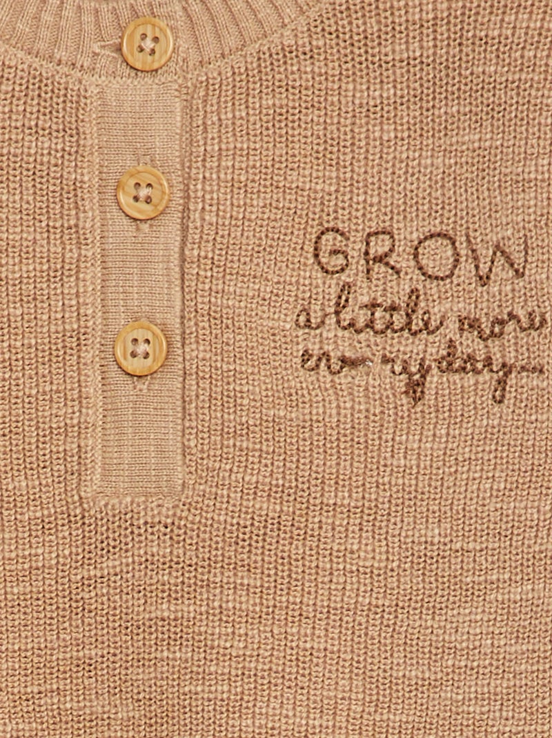 Pullover lavorato a maglia con collo serafino BEIGE - Kiabi