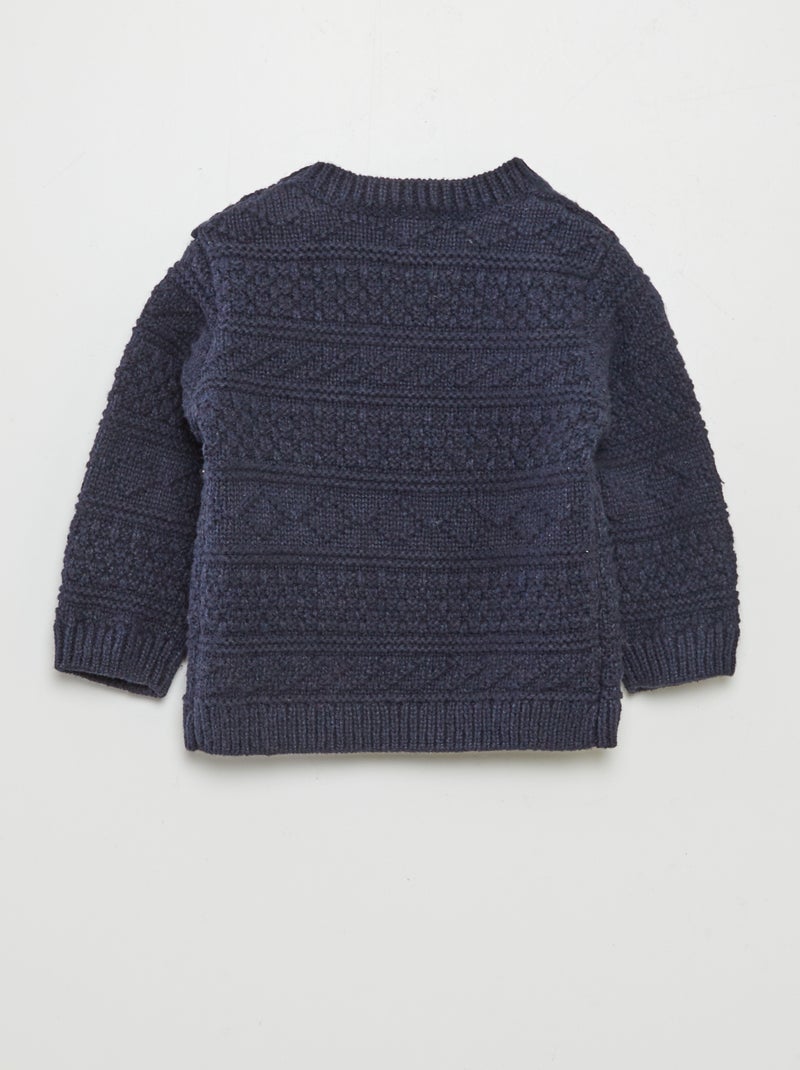 Pullover lavorato a maglia fantasia blu - Kiabi