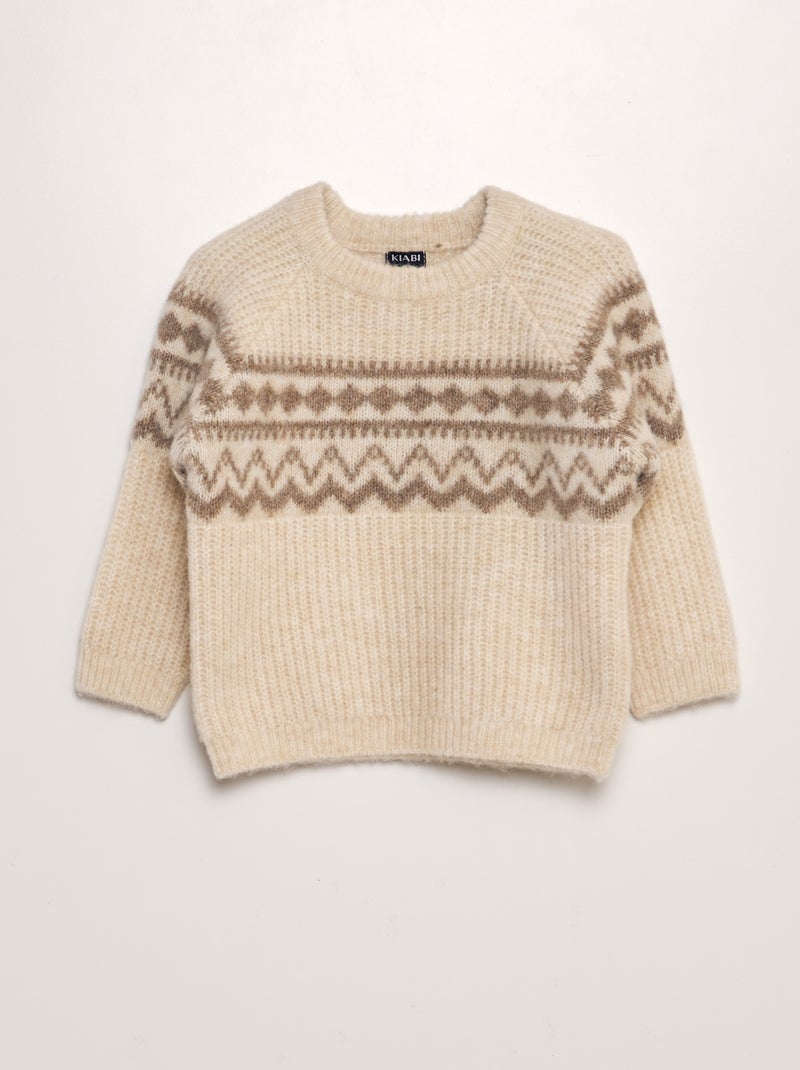 Pullover lavorato a maglia motivo jacquard BEIGE - Kiabi