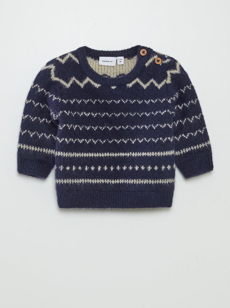 Pullover lavorato a maglia motivo jacquard BLU - Kiabi