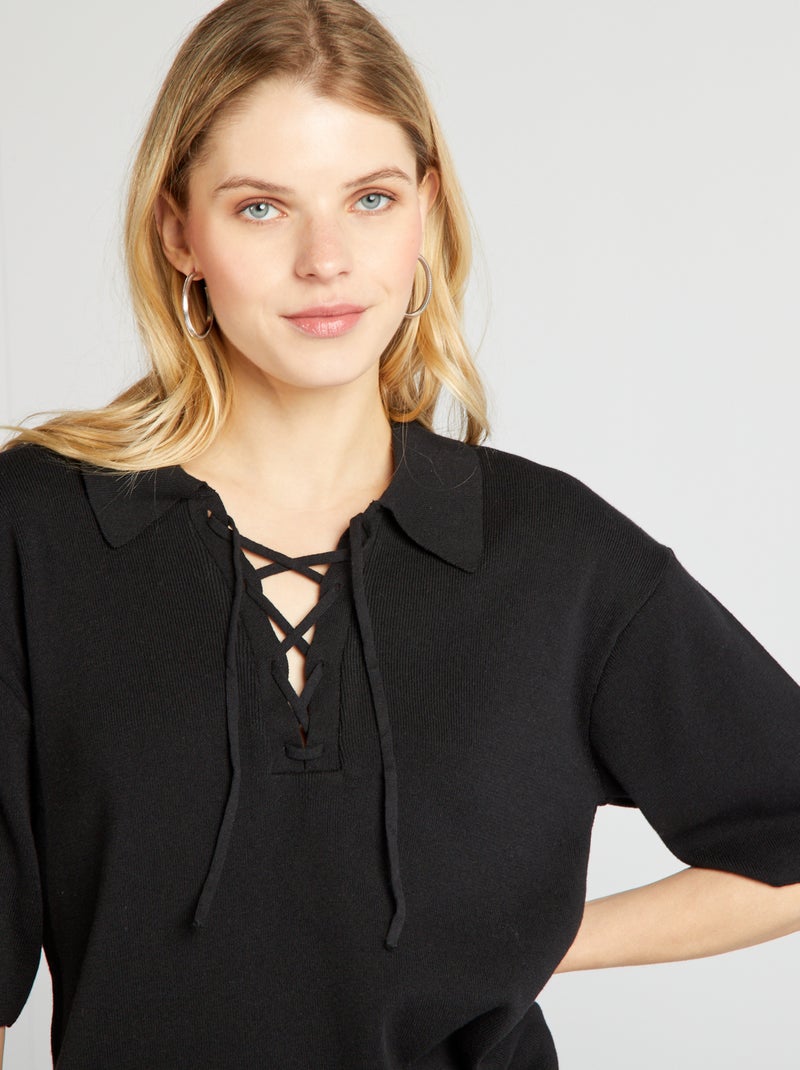 Pullover lavorato a maglia nero - Kiabi