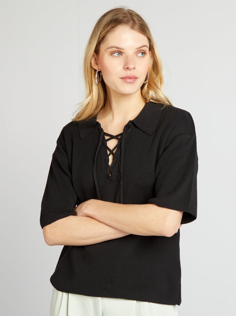 Pullover lavorato a maglia nero - Kiabi