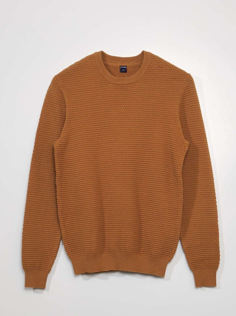 Pullover lavorato a maglia punto riso MARRONE - Kiabi