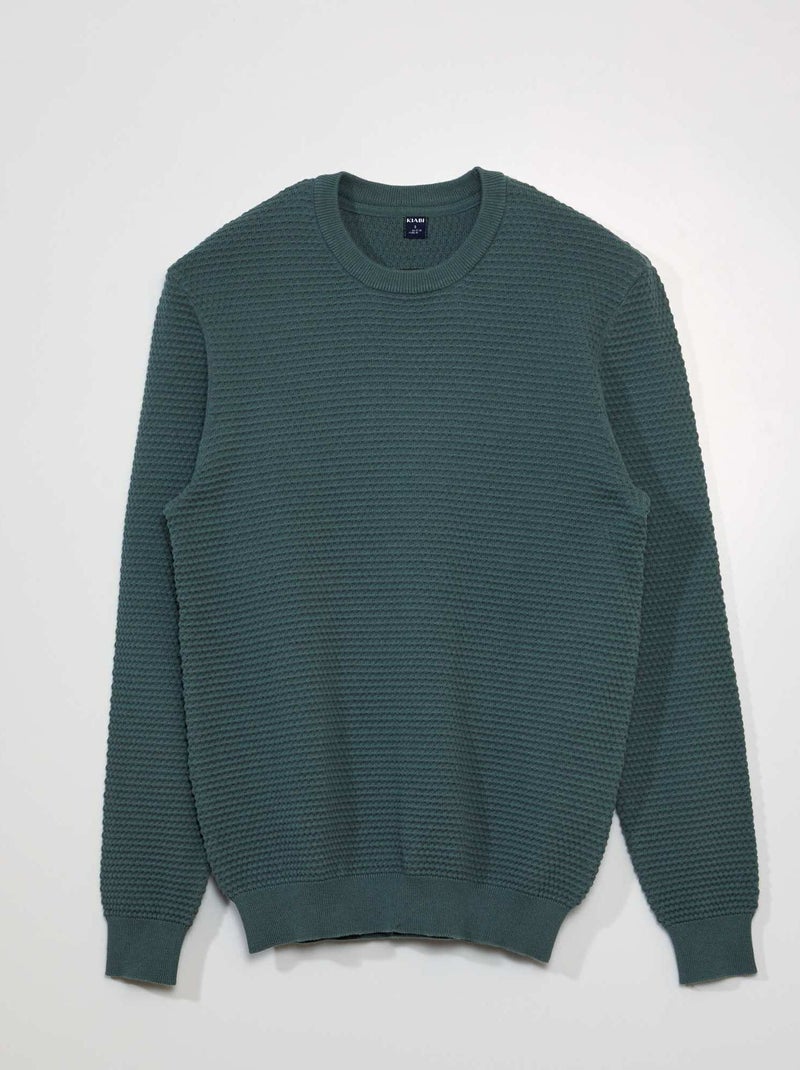 Pullover lavorato a maglia punto riso VERDE - Kiabi