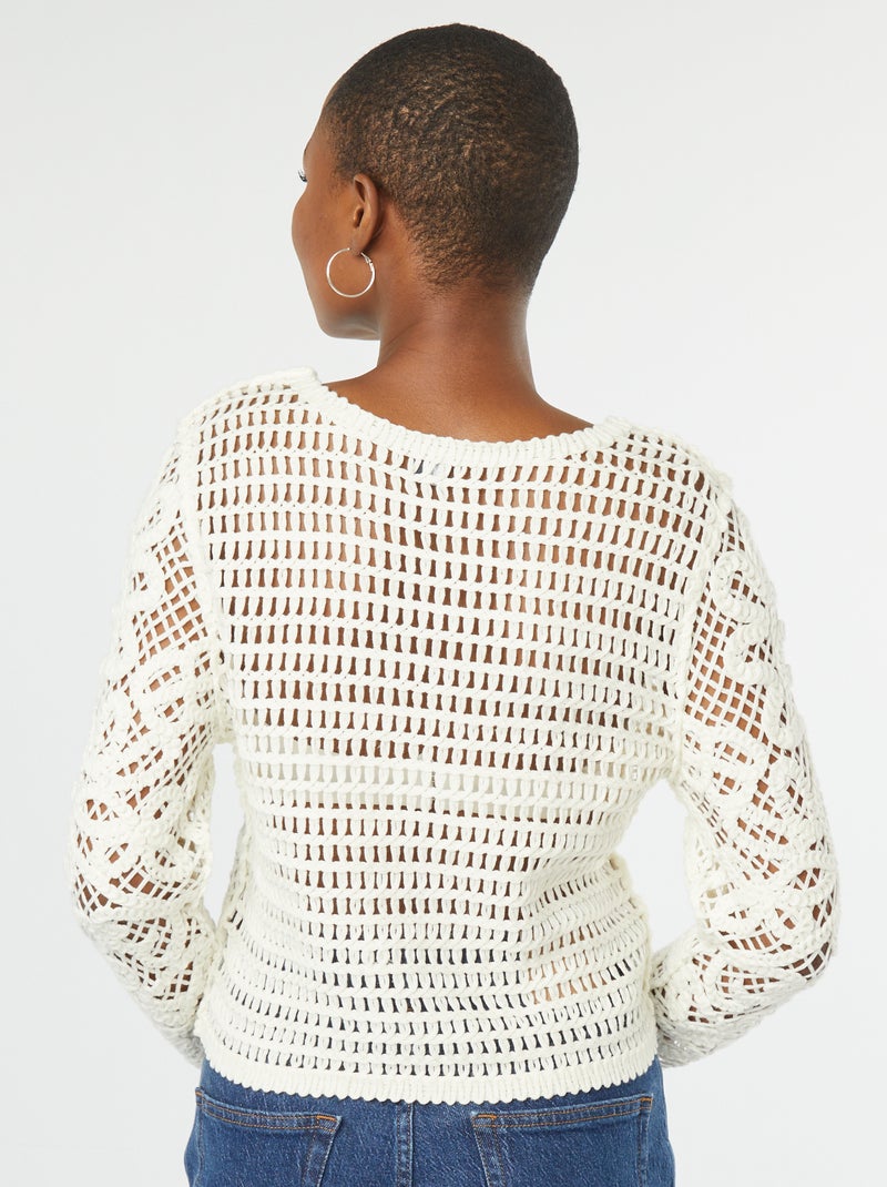 Pullover lavorato all'uncinetto a maniche lunghe BEIGE - Kiabi