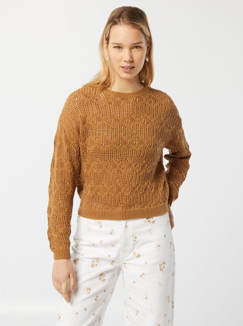 Pullover lavorato all'uncinetto maniche lunghe - Kiabi