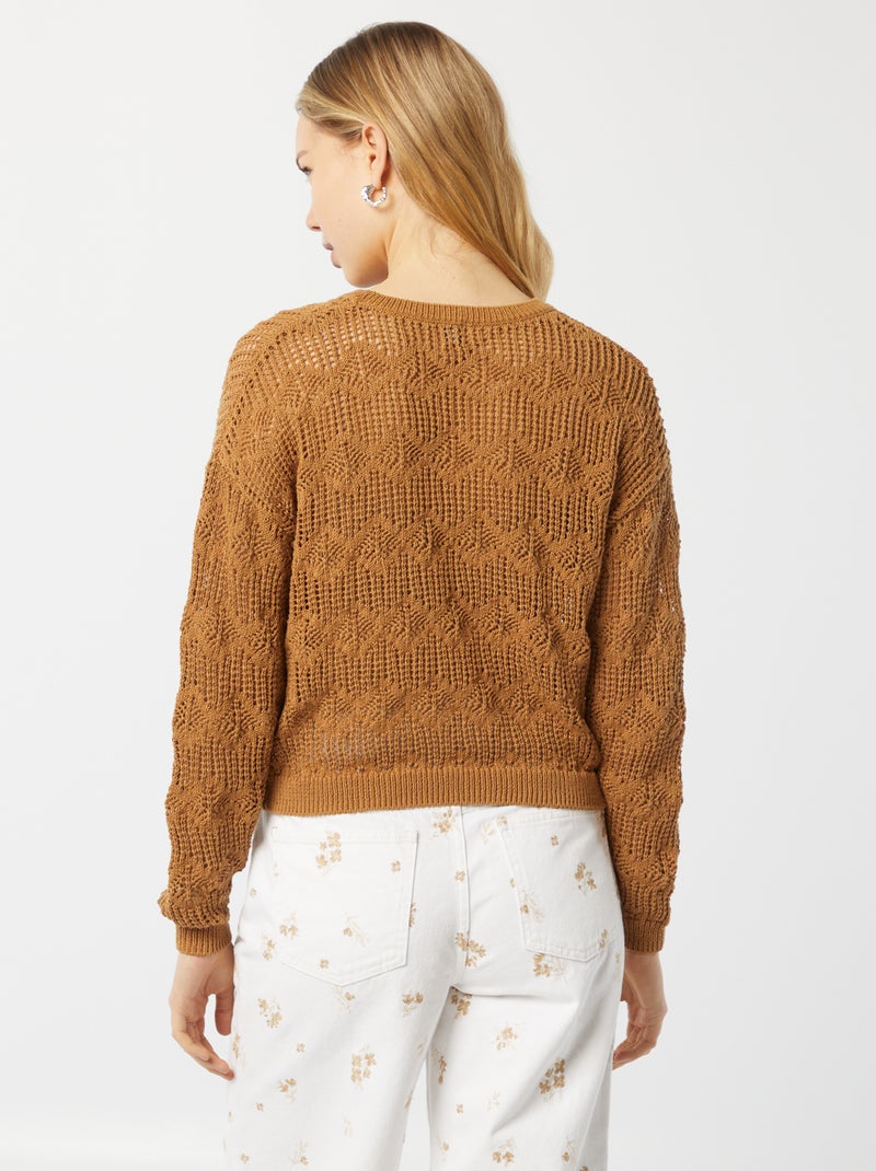Pullover lavorato all'uncinetto maniche lunghe BEIGE - Kiabi