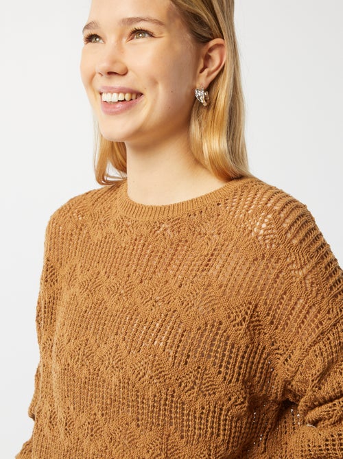 Pullover lavorato all'uncinetto maniche lunghe - Kiabi