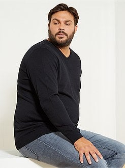 Pullover leggero collo a V taglie forti - Kiabi