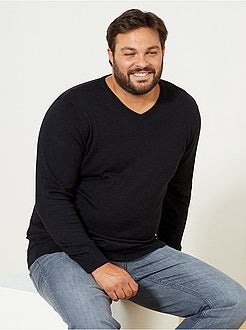 Pullover leggero collo a V taglie forti - Kiabi