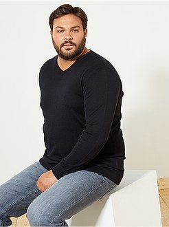 Pullover leggero collo a V taglie forti - Kiabi